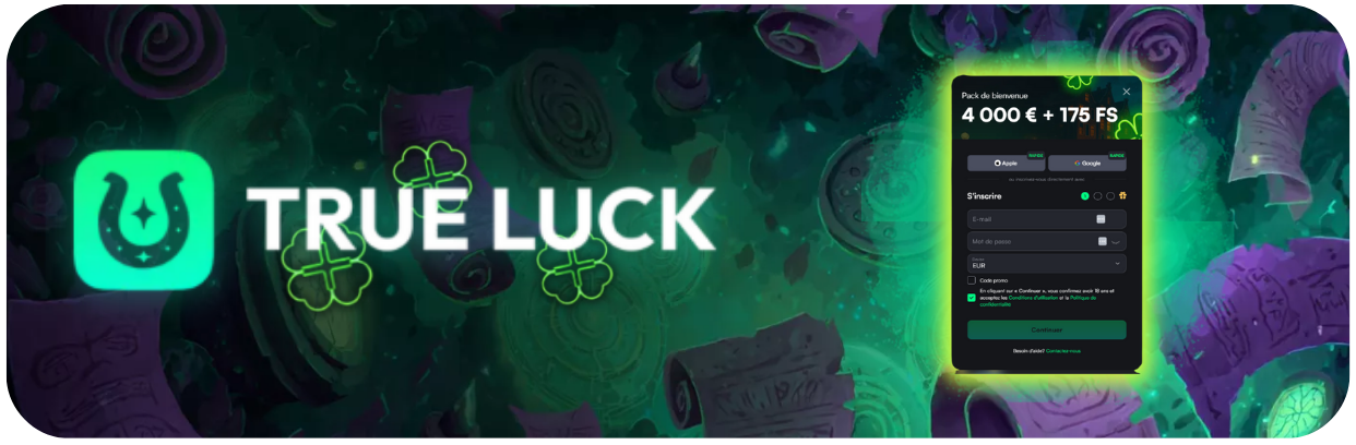 Inscription sur True Luck Casino en ligne en France