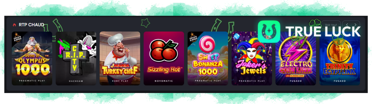 Jeux disponibles sur True Luck Casino en ligne en France